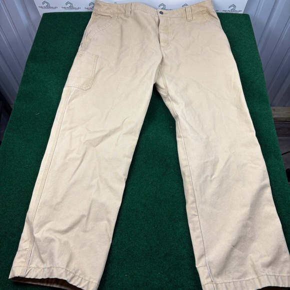 L.L. Bean Katadin Iron Works Cotton Canvas Work Pants Size 40x32 Tan - Picture 1 of 6